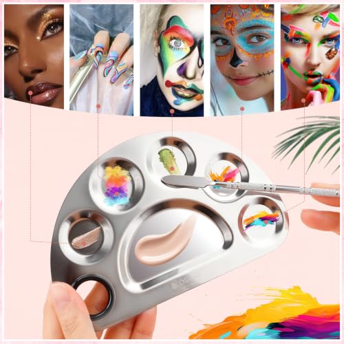 DUcare Makeup Mixing Palette, Upgrad Stainless Steel Metal Mixing Tray with Spatula Artist Tool for Mixing Foundation Nail-Art