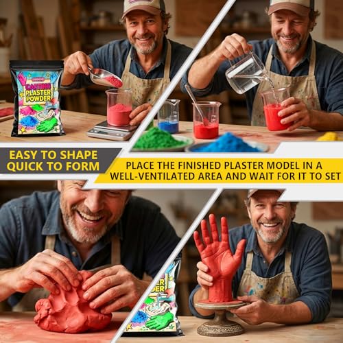 1 Pound Green Plaster - Plaster of Paris for Crafts Hand Mold Casting Kit Powder, Just Add Water - Gypsum Powder, Plaster Powder for Wedding, Mother's Day, Valentine's Day Gift (Green, 16 Ounces) - color: Green