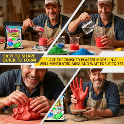 1 Pound Green Plaster - Plaster of Paris for Crafts Hand Mold Casting Kit Powder, Just Add Water - Gypsum Powder, Plaster Powder for Wedding, Mother's Day, Valentine's Day Gift (Green, 16 Ounces) - color: Green