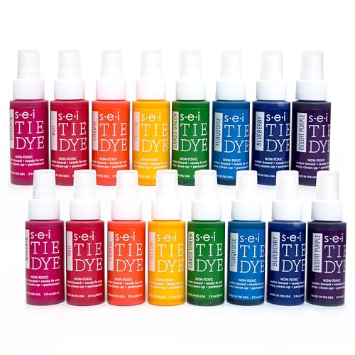 SEI 16 Pack Classic Dye Spray Kit, Tye Dye Kits for Large Groups, Pre-Mixed Water Based Fabric Dye, Spray Bottle Included, Spray Paint for Clothes - color: Classic 16 pack