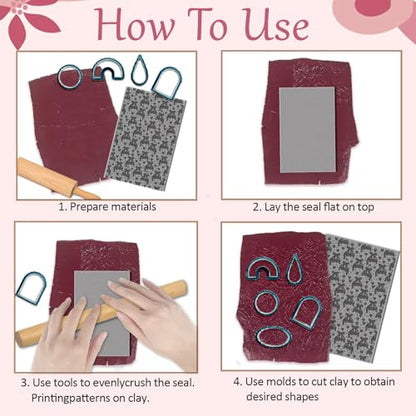 CHGCRAFT 4 Pcs Valentine's Day Polymer Clay Texture Sheet Bow and Roses Rubber Clay Texture Mat for Polymer Clays Making Earrings Jewelry DIY Crafts 5.5 × 5.5 Inch