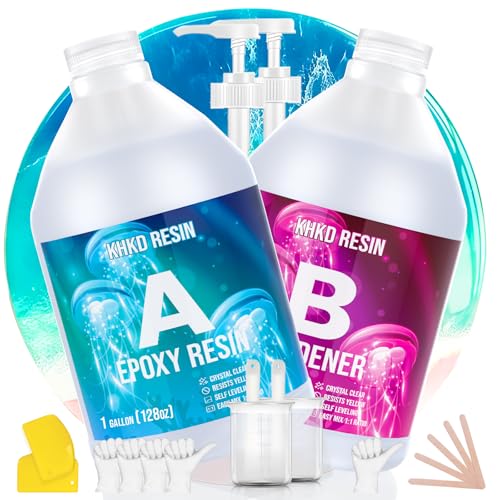 Crystal Clear Epoxy Resin Kit - 2 Gallon Resina Epoxica - Self-Leveling, Low Odor, No Bubble, 1:1 Ratio Food Safe Resin & Hardener Kit for Tabletop Art Coating Casting Craft Candlestick - size: 2 Gallon