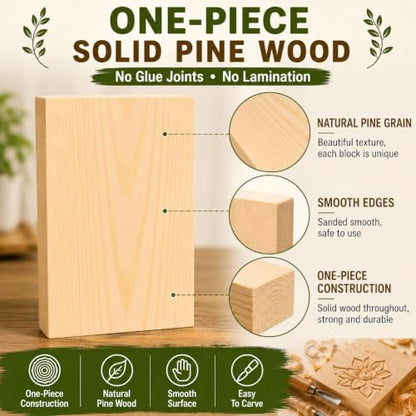 Unfinished Wood Blocks for Crafting, 4 Pcs Unfinished Wood Carving Blocks, 4X6X1 Inch Solid Pine Wood Carving Blocks for Crafts DIY Projects Art Classes Photo Blocks Beginners and Adults - size: 4x6x1 Inch