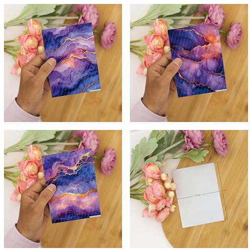 Purple Marble Clay Transfer Paper – 6 Pcs, Transfer Paper for Polymer Clay, Marble Effect Polymer Clay Transfer Sheet for Jewelry Making - color: Purple Marble Clay