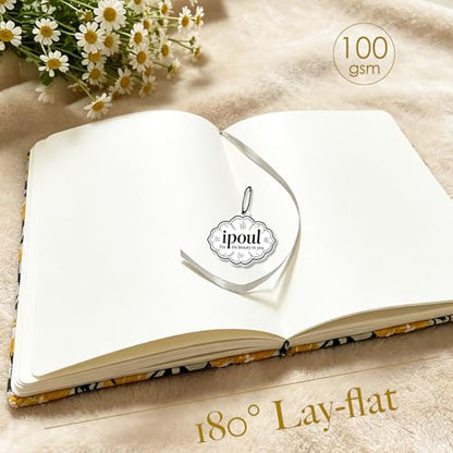 A5 Sketchbook, Flower Notebook, Embroidered Journal, Daisy Gifts for Women, 8"x6" Notebook, Hardcover, Lay Flat, Personalized Notebook, Unlined Notebook, Plain Journal, Blue Daisy - color: A5-Button-Blue, style: Plain