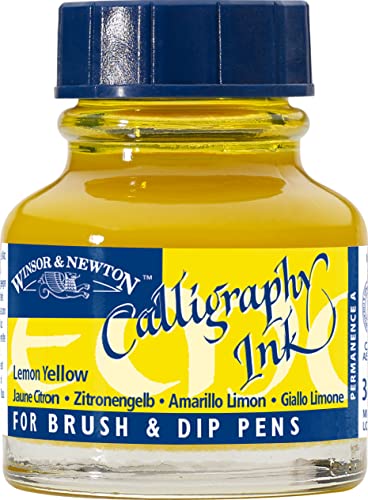 Winsor & Newton Calligraphy Ink, 30ml (1-oz) Bottle, Lemon Yellow - color: Lemon Yellow, size: 1 fl oz