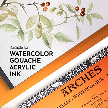 Arches Watercolor Paper Block, Rough, 5.9" x 11.8", 140 pound - size: 5.9"x11.8", style: Rough