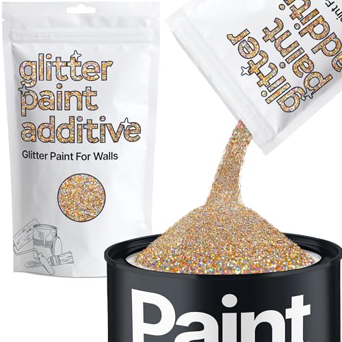Gold Silver Holographic Glitter Paint Additive for Walls 100g / 3.5oz | Glitter Additive Sparkle for Interior & Exterior Wall Paint, Furniture, Varnish | Hemway - color: Gold Silver Holographic