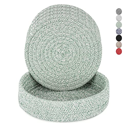 Trivets for Hot Dishes, Pots and Pans, Hot Pads with Storage Basket, Pot Holders for Kitchen, Heat Resistant Mat Protect Counter Home Essentials, Farmhouse Decor (Green 4 PCS) - color: Green