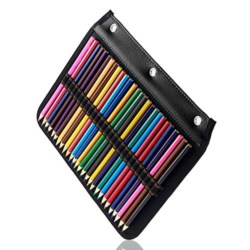 YOUSHARES 54 Slots Pencil Sleeve - Standard 3 Ring Binder Designed Pencil Page Compatible with 216 Slots Pencil Case for Watercolor Pencil, Gel Pen & Cosmetic Brush (Black) - color: Layer Black