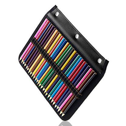YOUSHARES 54 Slots Pencil Sleeve - Standard 3 Ring Binder Designed Pencil Page Compatible with 216 Slots Pencil Case for Watercolor Pencil, Gel Pen & Cosmetic Brush (Black) - color: Layer Black
