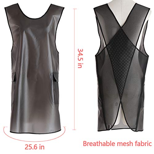 NEWGEM Waterproof Apron with Pockets for Women Cooking Painting Baking Gardening - color: Black Transparent