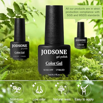 JODSONE 60 PCS Gel Nail Polish Kit with U V Light 55 Colors Gel Polish Base Top Coat Manicure Gifts - color: B16