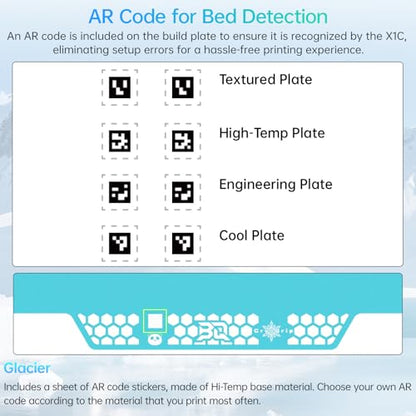 BIQU CryoGrip Pro Glacier for Bambu-Lab P1P/P1S/P2S/X1C/X1E/X2D/A1 3D Printers 257x257MM Build Plate Double Sided Fine Textured Surface Platform High Adhesion & Upgrade Removable Heated Bed Cover - style: Glacier-Original(P1P/P1S/P2S/X1C/X2D/X1E/A1)