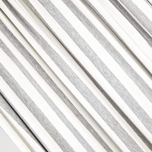 FabricLA Rayon Spandex Jersey Knit Fabric 1" Stripes - 58/60" Inches (150 CM) Wide by The Yard - 4 Way Stretch Fabric - Light to Medium Fabric 220 GSM - (Cream, Grey) - 1 Yard - color: Cream, Grey, size: 1 Yard Pre Cut