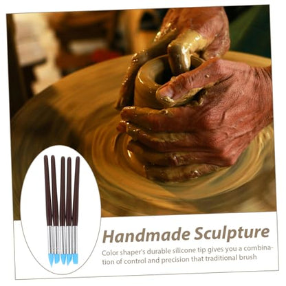 DECORNIJIA 5-Piece Soft Clay Wipe Out Tool Set for Sculpting Silicone Tip Shaping Pens for DIY Art Projects and Pottery