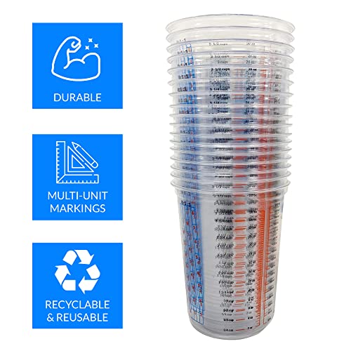 Reli. (50 Pcs) 32 oz (1 quart) Paint Mixing Cup | Disposable Measuring Cups | Clear Plastic Mixing | Use for Paint, Epoxy, Resin, Pigments (32oz)