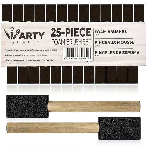 Pack of 25 Premium Quality Foam Paint Brushes Set - Versatile Sponge Brush for Detailed Craftwork - Ideal for Seamless Painting Experience - color: 25 Pack