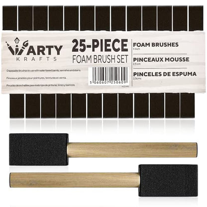 Pack of 25 Premium Quality Foam Paint Brushes Set - Versatile Sponge Brush for Detailed Craftwork - Ideal for Seamless Painting Experience - color: 25 Pack