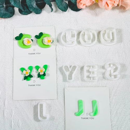 Xaekicr Alphabet Polymer Clay Cutters: 26 Pcs, Letter Designs for Polymer Clay Jewelry,Letter Clay Molds for DIY Custom Clay Earrings - color: M color