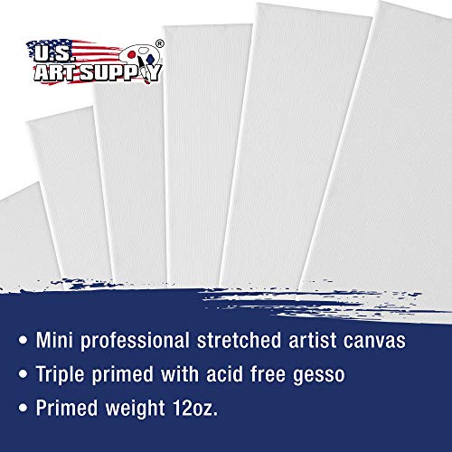 U.S. Art Supply 2" x 2" Mini Stretched Canvas for Painting Pack of 12 | Professional Primed - Ideal for Arts & Crafts - size: 2" x 2" - Pack of 12