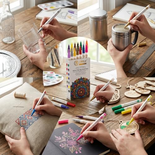 PINTAR Acrylic Paint Pens, 14 Pack, Extra Fine 0.7mm Japanese Tip Paint Markers for Rock Painting, Wood, Glass, Ceramic, Leather, Shoes, Canvas, Multi Surface Quick Dry Japanese Opaque Ink Marker Set - size: .7mm