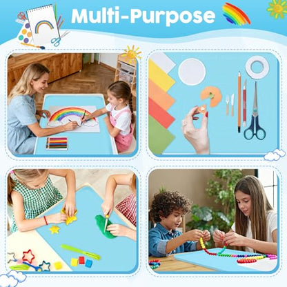Silicone Art Mat for Crafts, Large 24x19.5 Inch Silicone Painting Mat & Craft Mat with Raised Edges for Artists, Jewelry Making, Playdough, Kids Activities,Blue - color: Blue