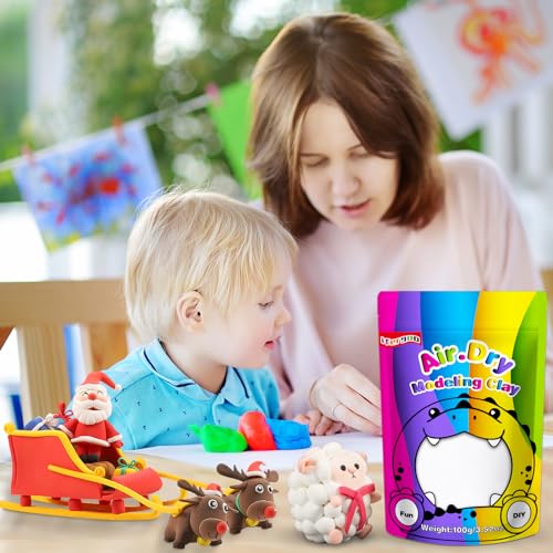 ifergoo White Air Dry Clay, DIY Creative Modeling Clay for Kids, Super Light Magic Foam Clay for Kids Age 3-12, Soft, No-Sticky & Non-Toxic, Molding Clay for School Art & Craft Project(100g/3.5oz) - color: White/100g