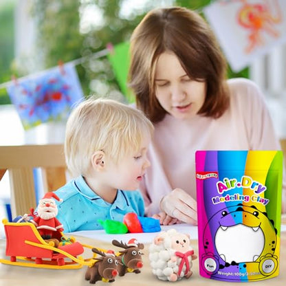 ifergoo White Air Dry Clay, DIY Creative Modeling Clay for Kids, Super Light Magic Foam Clay for Kids Age 3-12, Soft, No-Sticky & Non-Toxic, Molding Clay for School Art & Craft Project(100g/3.5oz) - color: White/100g
