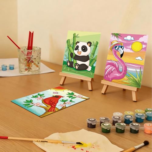 Anseal 12 Packs Pre Drawn Canvas to Paint, 5" X 7" Pre Printed Canvas for Painting, Pre Stretched Canvas Outline Painting Boards for Beginners, Students, Party Favor (Animal) - color: Animal
