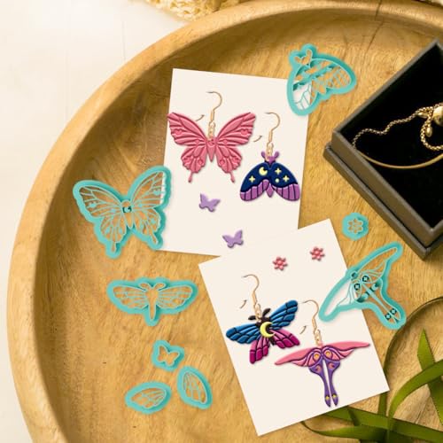 beinkmake 22Pcs Magic Moth Butterfly Polymer Clay Cutters Boho Clay Earrings Cutters Polymer Jewelry Cutter for Earrings Making Birthday Party DIY Supplies - style: Butterfly