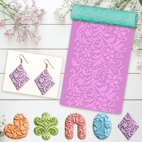 beinkmake 5 Pcs Vine Polymer Clay Texture Roller Floral Pattern Clay Roller for Jewelry Making Embossing Pottery Tool for DIY - color: Vine Patterns