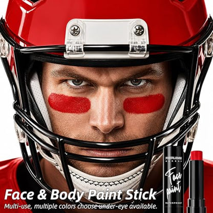 Red Face Paint Stick Waterproof Eye Black Smooth SmudgeProof Body Paint High Pigment for Sports Events Halloween SFX Makeup Devil Vampire Blood Demon and Dramatic Effect Looks - color: Red