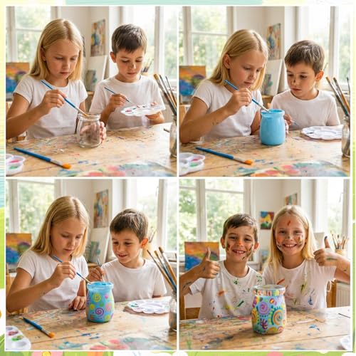 6 Set Paint Your Own Glass Jar Kit Included Clear Glass Pudding Jars with Markers Art DIY Set for Teen Adults Decor Craft Project Birthday Party Activities
