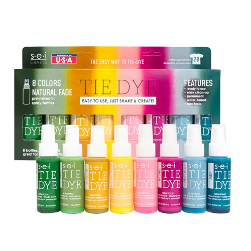 SEI 8 Pack Natural Fade Tie Dye Spray Kit, Tye Dye Kits for Large Groups, Pre-Mixed Water Based Fabric Dye, Spray Bottle Included, Spray Paint for Clothes - color: Natural Fade 8 Pack