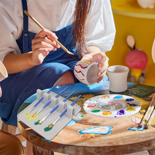 2 Packs Silicone Paint Brush Holder Paint Brush Stand Rest with 4 Slots Watercolor Oil Acrylic Painting
