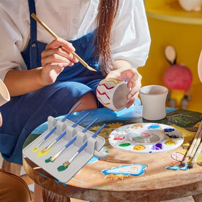 2 Packs Silicone Paint Brush Holder Paint Brush Stand Rest with 4 Slots Watercolor Oil Acrylic Painting