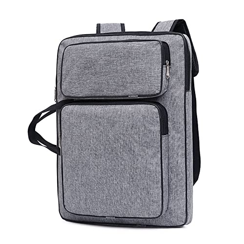 haozaikeji A3 Artist Portfolio Carry Case Bag Portable Waterproof Canvas Shoulder Bag Painting Pad Backpack for Sketching Painting Art Supplies with Shoulder Straps & Carry Handle - color: Vintage Gray