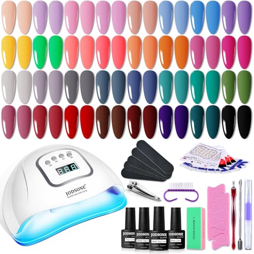 JODSONE Gel Nail Polish Kit with U V Light 32 Color Soak Off Base&Top Glitter Coat Gel Polish for DIY Manicure Lovers - color: 32KIT-Color 7