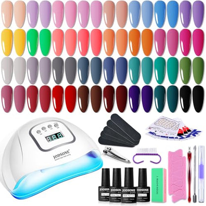 JODSONE Gel Nail Polish Kit with U V Light 32 Color Soak Off Base&Top Glitter Coat Gel Polish for DIY Manicure Lovers - color: 32KIT-Color 7