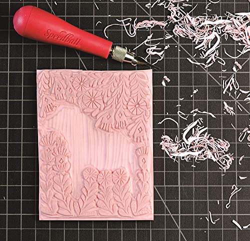 Speedball 3 in. x 4 in. Speedy-Carve Linocut Block (6-Pack) - Premium Pink Rubber Linoleum Carving Blocks for Printmaking, Printing, and Stamp Making - size: 6-Pack