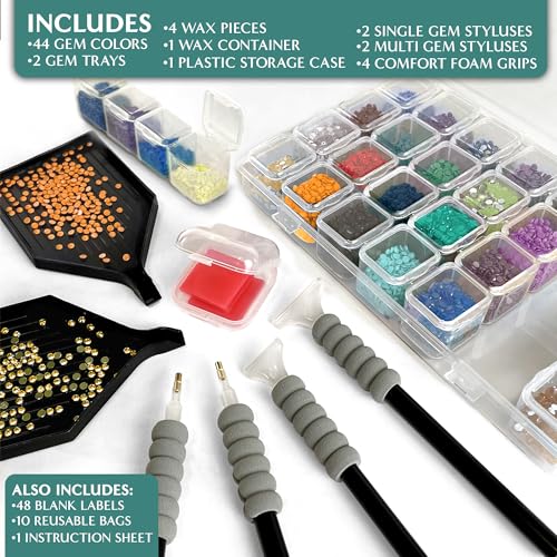 ArtSkills Diamond Painting Kit, Diamond Art Ready to Hang Framed Canvas with Storage and Accessory Kit, Mythical Wolf, 3 Stretched Canvas Panels, 14” x 7” Each - color: Mythical Wolf