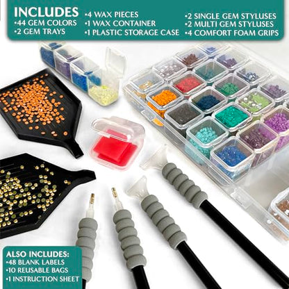 ArtSkills Diamond Painting Kit, Diamond Art Ready to Hang Framed Canvas with Storage and Accessory Kit, Mythical Wolf, 3 Stretched Canvas Panels, 14” x 7” Each - color: Mythical Wolf
