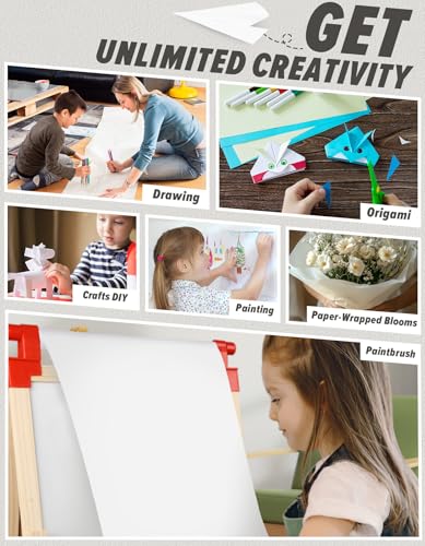 Joyooss Easel Paper Roll 18” x 984” (82’), Arts and Crafts Drawing Paper Roll of Paper for Painting Kids Easel, Coloring Art Paper, White Paper Roll of Crafting Activity Projects Supplies - size: 18 Inch 1 Roll