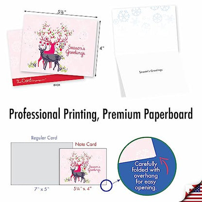 The Best Card Company - 10 Seaon's Greeting Cards with Envelopes - Festive, Fun Assorted Holiday Notecards (4 x 5.12 Inch) - Dandy Reindeer M2938SGG - style: Dandy Reindeer