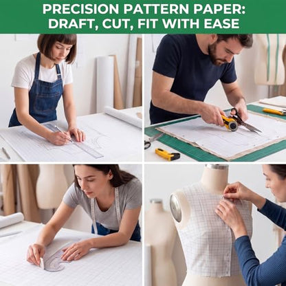 Tinlade White Grid Pattern Paper for Sewing 36 Inch x 20 Yards Grid Graph Tracing Paper Roll for Sewing Patterns Tracing Drafting Dressmaking Crafting Sketching Drawing Teaching Supplies - size: 36 Inch X 20 Yards, style: Grid Style