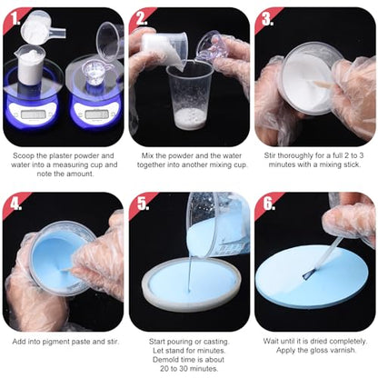 Eco Resin Casting Powder - 2800g Ceramic Resin Powders Kit with 6pcs Pigments, Fast Curing, Easy to Demold, Water Mixed Activated - Toxic-Free, Odorless - Plaster Casting Kit for DIY Home Art Crafts - color: White,100oz