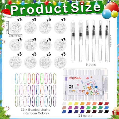 Gueevin 102 Pcs Magic Foam Texture Painting Kit Gifts 36 Pcs 3D Foam Texture Paper Puffy Paint 24 Colors Markers 6 Water Brush 36 Bead Chains for Drawing Holiday DIY Craft Party Supplies(Round) - style: Round