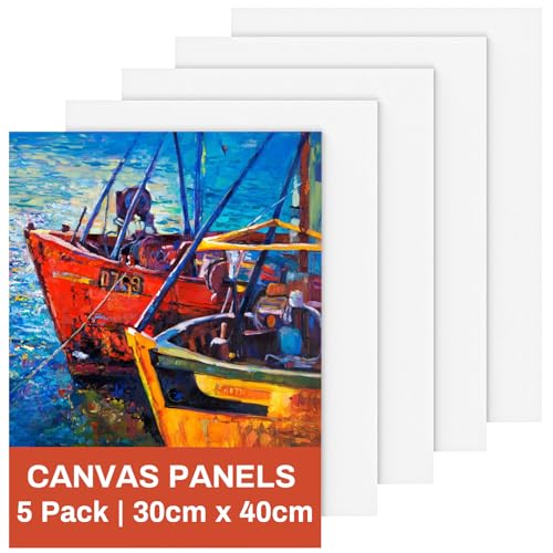 Canvas for Painting 12 x 16 inches, 5 Packs Blank Canvas Board Cotton Acid-Free Canvas Panels for Acrylic Paint, Oil Paint & Wet Water Art Media, Hobby Painters and Beginners - size: 5 Packs 30x40cm