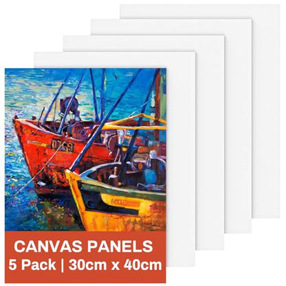 Canvas for Painting 12 x 16 inches, 5 Packs Blank Canvas Board Cotton Acid-Free Canvas Panels for Acrylic Paint, Oil Paint & Wet Water Art Media, Hobby Painters and Beginners - size: 5 Packs 30x40cm